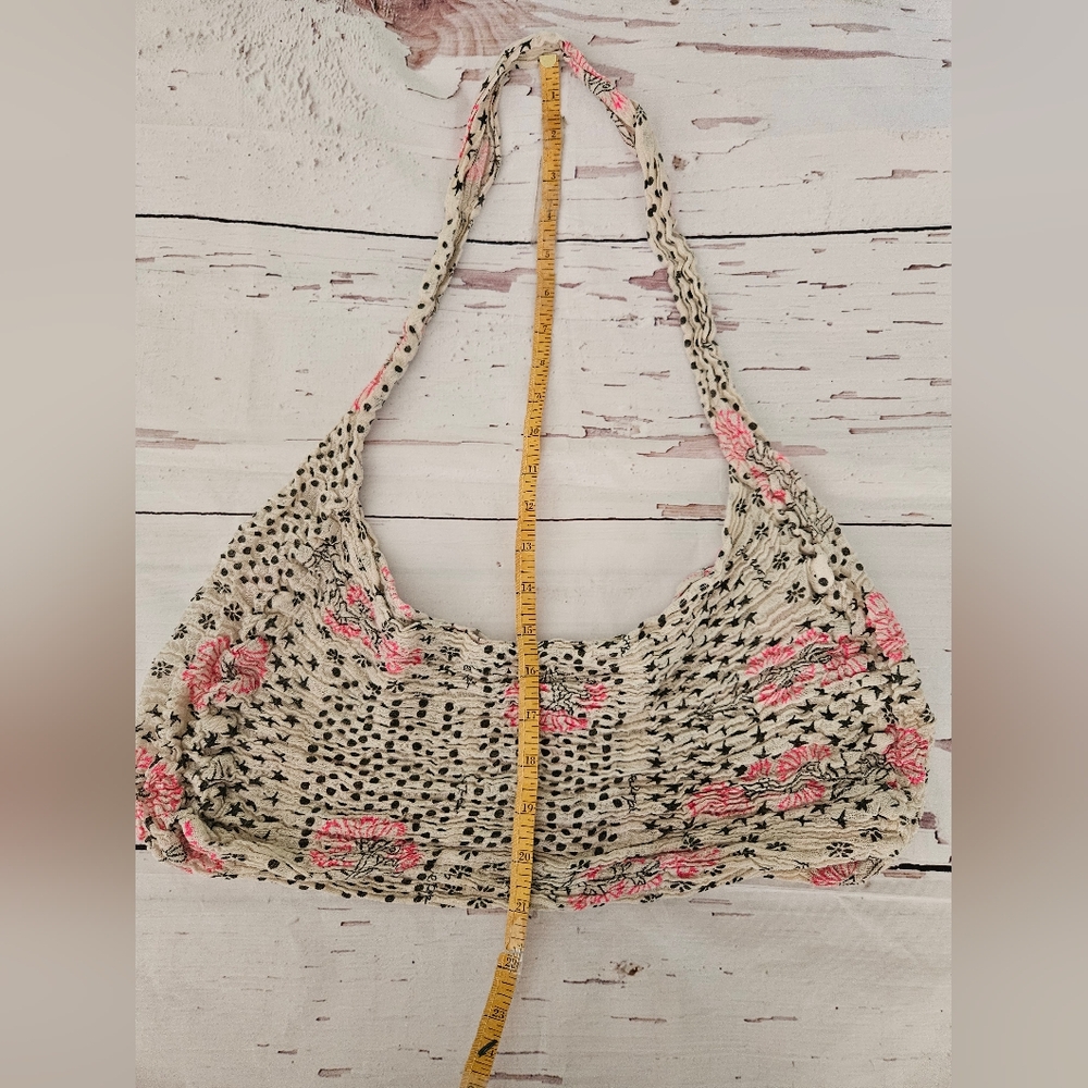 Free People Women's Pink and Black Birds and Floral Beach Shopping Bag - Picture 4 of 7